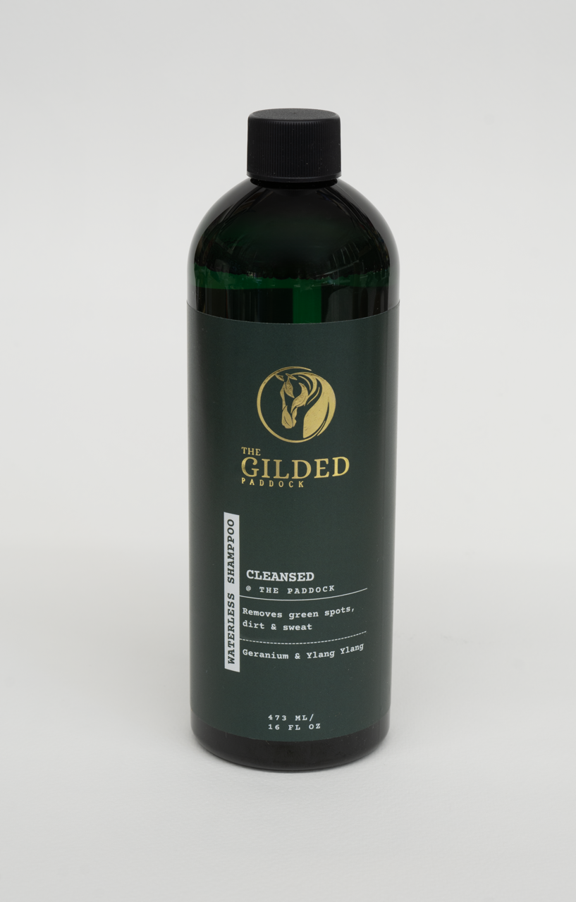 Waterless Shampoo & Spot Remover, 16oz green bottle with lid for shipping - Cleansed @The Paddock - The Gilded Paddock